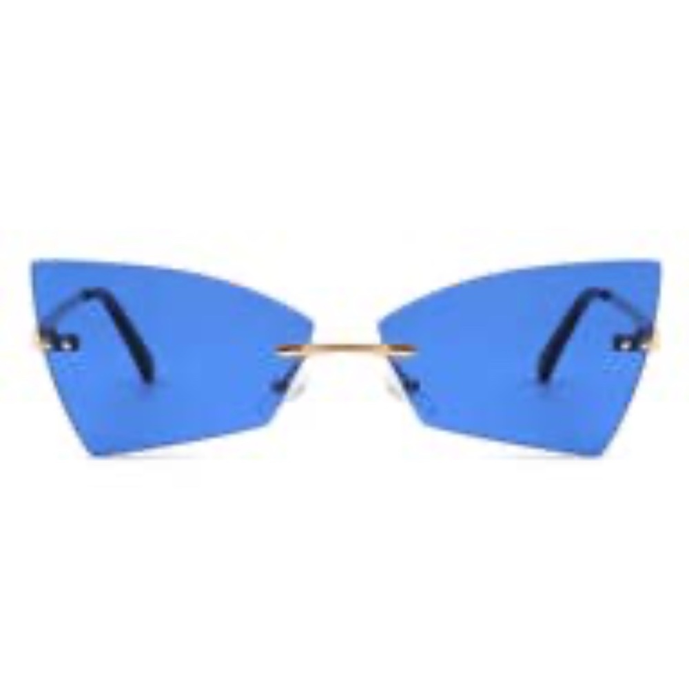 Rimless Geometric Retro Tinted Fashion Sunglasses - Picture 4 of 6